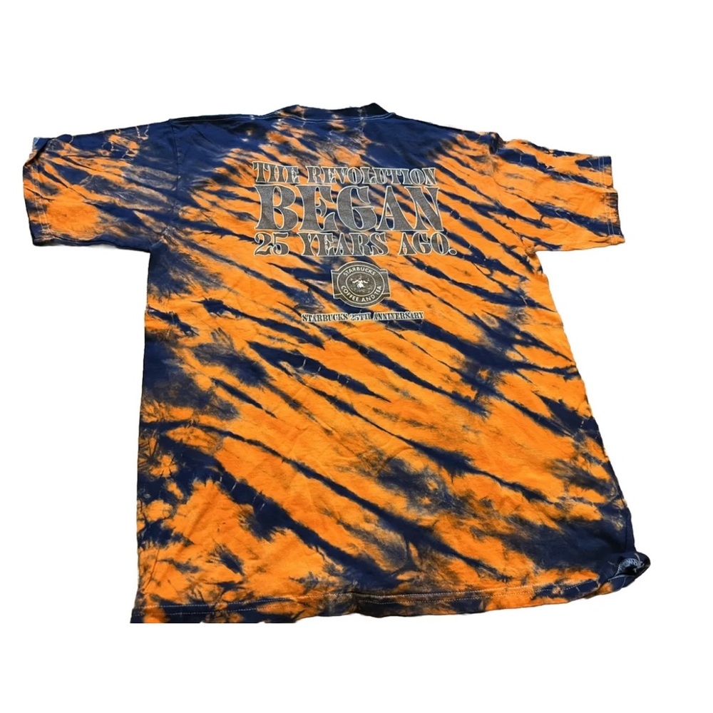 New Old Stock Starbucks Coffee 25th Anniversary Tie Dye T-Shirt Sz L 90s Orange